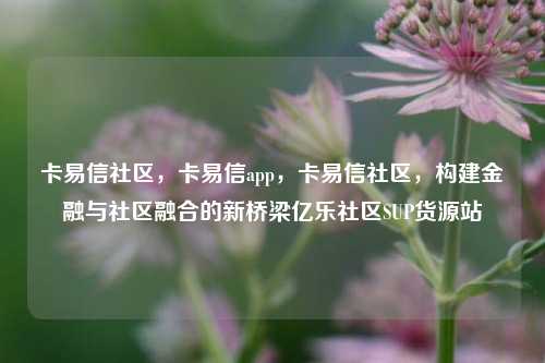 卡易信社区	，卡易信app，卡易信社区，构建金融与社区融合的新桥梁亿乐社区SUP货源站  第1张