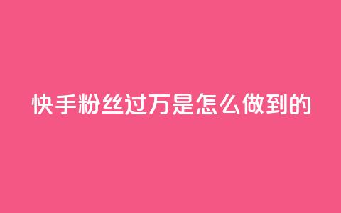 快手粉丝过万是怎么做到的,快手刷播放秒到 - ks便宜24小时业务 qq买点赞1毛10000赞 第1张