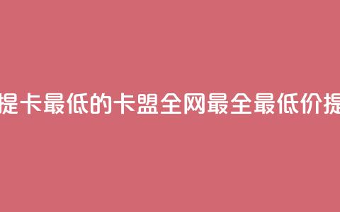 全网辅助最全提卡最低的卡盟(全网最全最低价提卡服务) 第1张