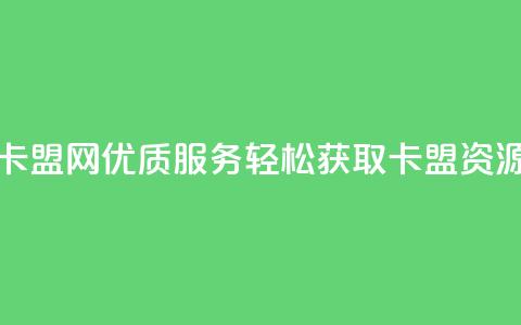 807卡盟网优质服务，轻松获取卡盟资源 第1张