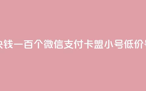 快手一块钱一百个微信支付 - 卡盟qq小号低价号 第1张