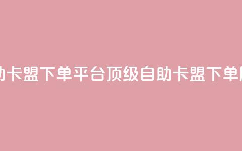 自助卡盟下单平台：顶级自助卡盟下单服务 第1张