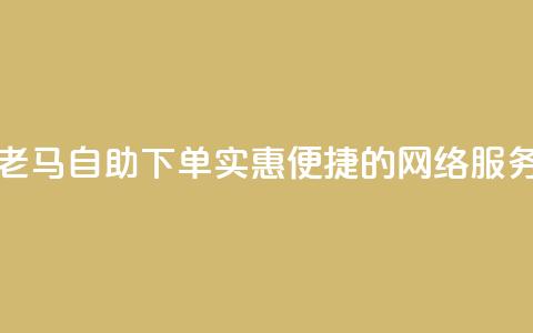 网络老马自助下单：实惠便捷的网络服务平台 第1张