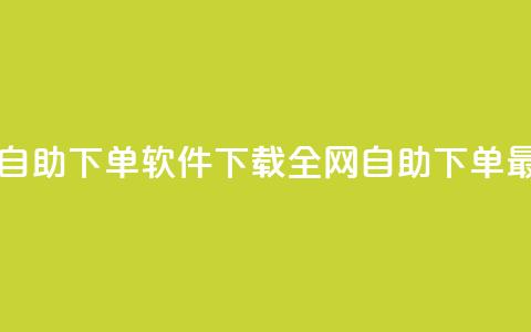 最便宜24小时自助下单软件下载 - 全网自助下单最便宜 第1张