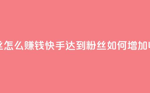 快手1千粉丝怎么赚钱 - 快手达到1000粉丝如何增加收入。 第1张