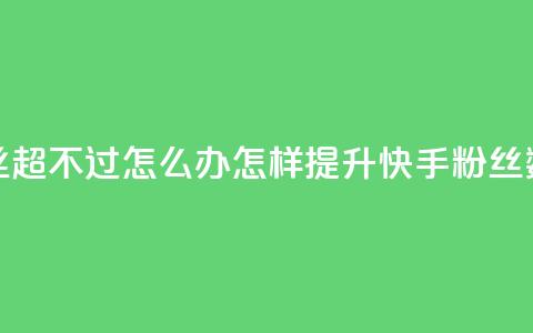 快手粉丝超不过1980怎么办(怎样提升快手粉丝数至1980以上) 第1张