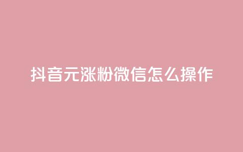 抖音1元涨粉1000，微信怎么操作？ 第1张