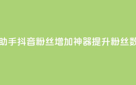 抖音粉丝增加助手(抖音粉丝增加神器：提升粉丝数量的最佳助手) 第1张