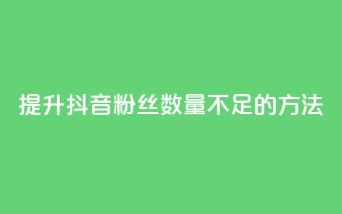 提升抖音粉丝数量不足500的方法 第1张