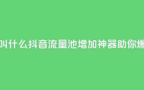 抖音涨流量池的软件叫什么 - 抖音流量池增加神器，助你爆红扩展影响力~ 第1张