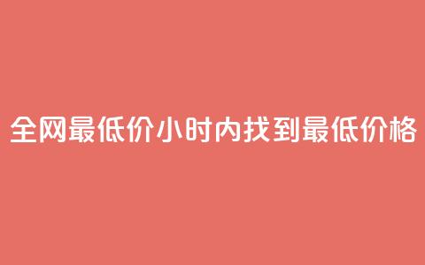 全网最低价：24小时内找到最低价格 第1张