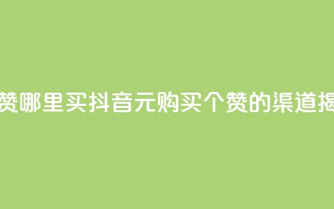 抖音1元100个赞哪里买 - 抖音1元购买100个赞的渠道揭秘! 第1张