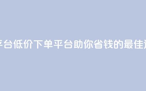 dy低价下单平台 - 低价下单平台-助你省钱的最佳选择! 第1张