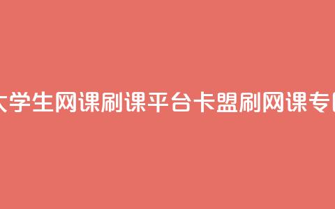 大学生网课刷课平台：卡盟刷网课专区 第1张