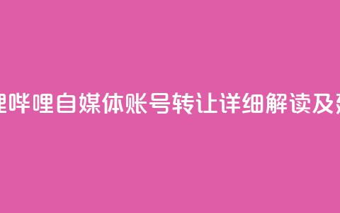 哔哩哔哩自媒体账号转让：详细解读及建议 第1张