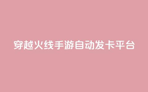 穿越火线手游自动发卡平台 - 穿越火线手游自动发卡平台：一个便捷的游戏卡获取方式。 第1张
