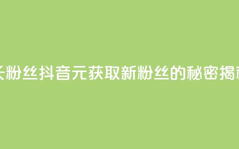 抖音1元长1000粉丝 - 抖音1元获取1000新粉丝的秘密揭秘！ 第1张