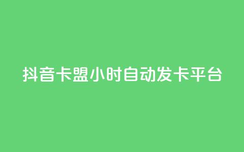 抖音卡盟24小时自动发卡平台,抖音怎么涨有效粉 - 卡盟在线刷钻官网 小红书500粉购买 第1张