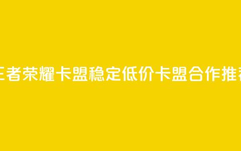 王者荣耀卡盟 稳定低价卡盟合作推荐 第1张