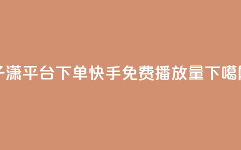 子潇平台下单 - 快手免费1000播放量 第1张