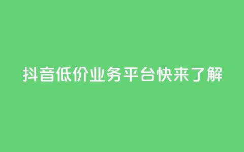 抖音低价业务平台，快来了解！ 第1张