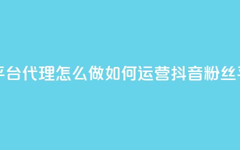 抖音粉丝平台代理怎么做(如何运营抖音粉丝平台) 第1张