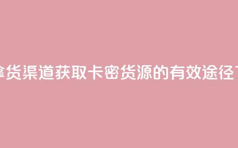 卡密拿货渠道 - 获取卡密货源的有效途径。 第1张