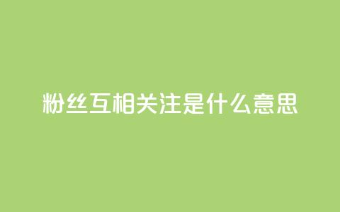 粉丝互相关注是什么意思 - 互相关注，粉丝互动，你了解吗？! 第1张