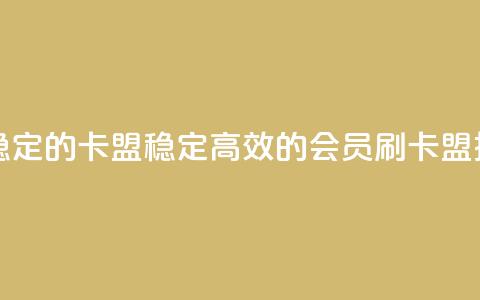 刷会员最稳定的卡盟 - 稳定高效的会员刷卡盟推荐。 第1张