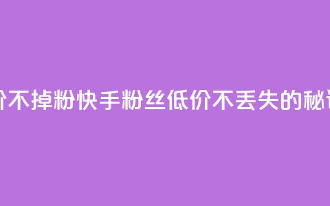 快手粉丝低价不掉粉 - 快手粉丝低价不丢失的秘诀解析~ 第1张