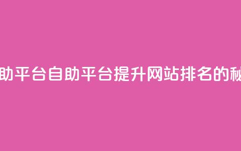 自助平台(自助平台：提升网站排名的秘籍) 第1张