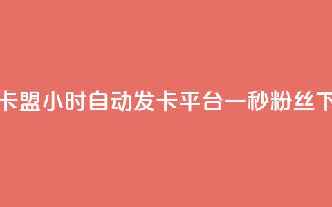 游戏卡盟24小时自动发卡平台 - 一秒1w粉丝app 第1张