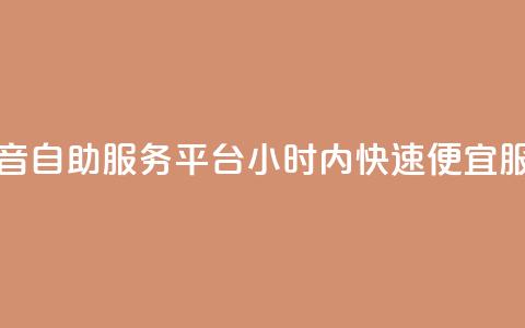 抖音自助服务平台24小时内快速便宜服务 第1张