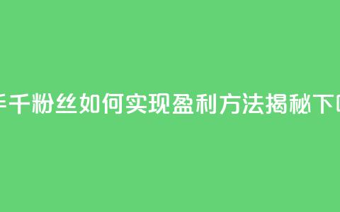 快手千粉丝如何实现盈利方法揭秘 第1张