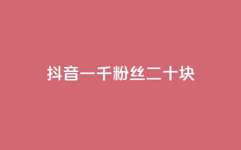 抖音一千粉丝二十块 - 如何在抖音快速获得1,000粉丝，仅需20元？! 第1张