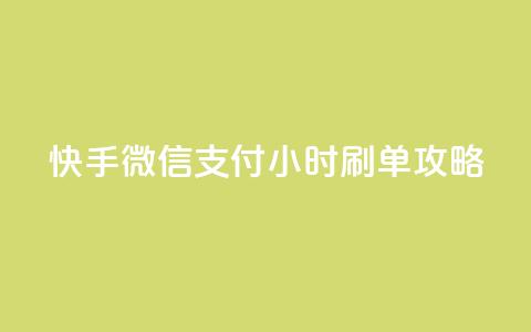 快手微信支付24小时刷单攻略 第1张