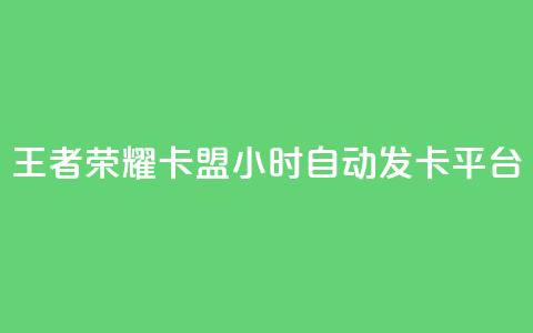 王者荣耀卡盟24小时自动发卡平台 - 王者荣耀自动发卡平台实现24小时无缝服务! 第1张