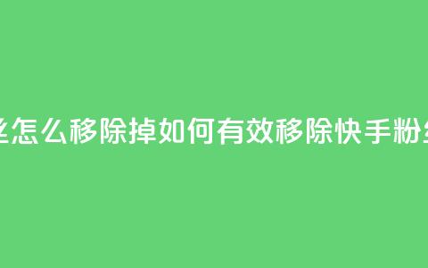 快手粉丝怎么移除掉 - 如何有效移除快手粉丝?~ 第1张 快手粉丝怎么移除掉 - 如何有效移除快手粉丝?~ 第1张