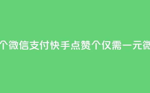 快手点赞一元100个微信支付(快手点赞100个仅需一元微信支付) 第1张