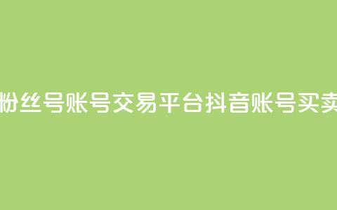 抖音粉丝号账号交易平台(抖音账号买卖平台) 第1张