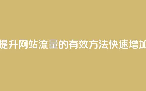 刷空间访客人数 - 提升网站流量的有效方法：快速增加访客人数~ 第1张