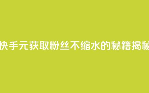 快手1元获取3000粉丝不缩水的秘籍揭秘 第1张