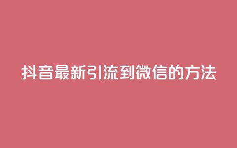 抖音最新引流到微信的方法,抖音点赞业务24小时平台 - 快手刷20个双击秒刷 qq空间说说浏览次数怎么隐藏 第1张