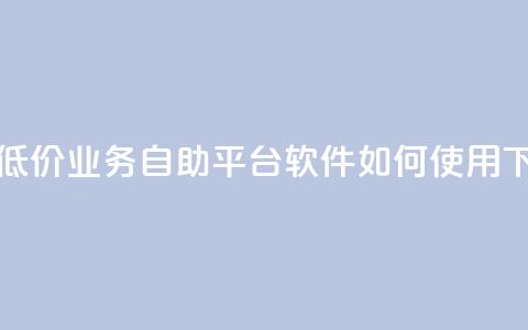 快手低价业务自助平台软件如何使用 第1张