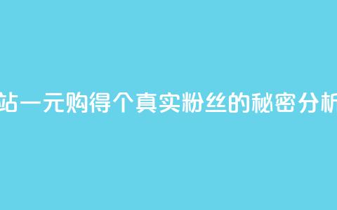 B站一元购得1000个真实粉丝的秘密分析 第1张