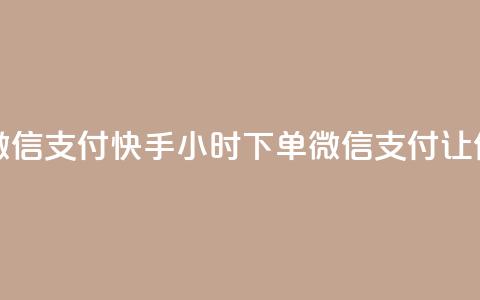 快手点赞24小时下单微信支付 - 快手24小时下单，微信支付，让你秒赞无压力~ 第1张