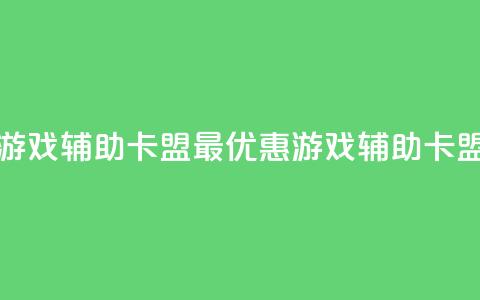 全网最低价游戏辅助卡盟 - 最优惠游戏辅助卡盟价格! 第1张