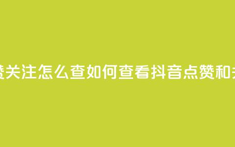 抖音点赞关注怎么查(如何查看抖音点赞和关注数量) 第1张