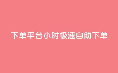 dy下单平台：24小时极速自助下单 第1张