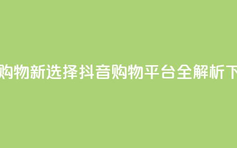 全网购物新选择：抖音购物平台全解析 第1张